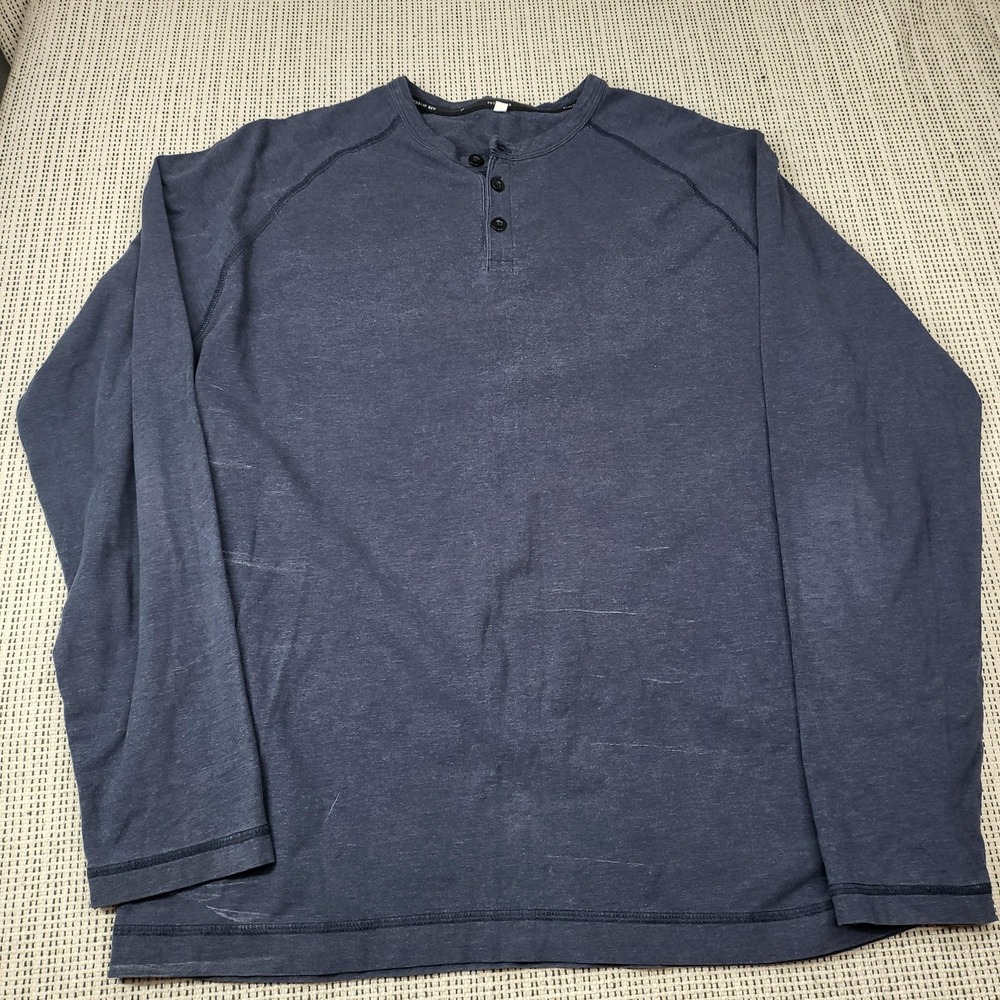 Public Rec Henley Shirt Mens XL Blue Long Sleeve‎ Raglan Jersey Casual Top